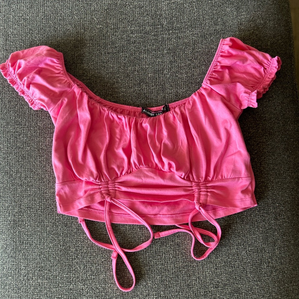 Almost Famous Pink Ruched Crop Top
